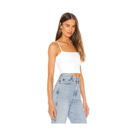 Susana Monaco S Small Revolve Thin Strap Crop Camisole Top Tank Snow White NEW - Picture 3 of 8